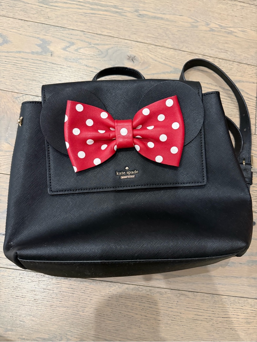 Kate Spade Disney Minnie Mouse Black Backpack Red Polka Dot Bow